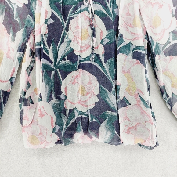 Cartoon Floral Loose Fit Long Sleeve Lightweight Blouse P1496 - Picture 2 of 9